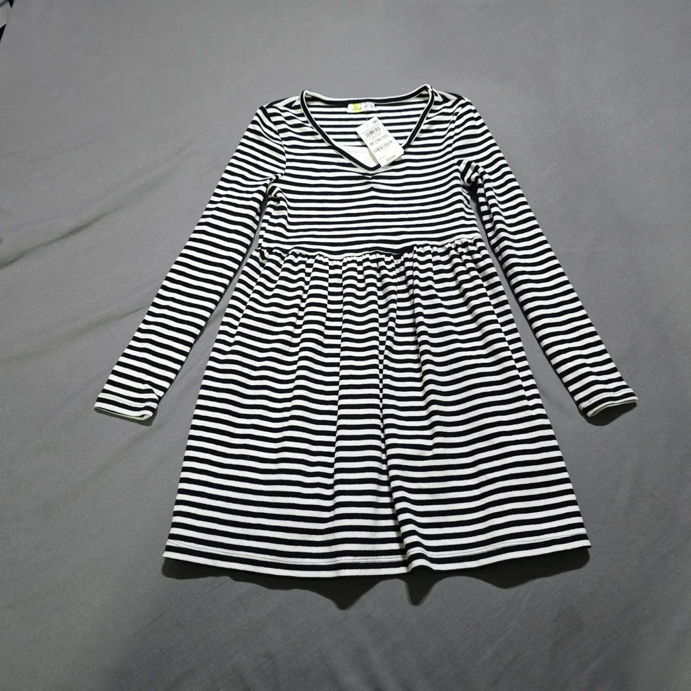 Epic Threads Dream Dress Kids M 10-12 Black Striped Long Sleeve V-Neck